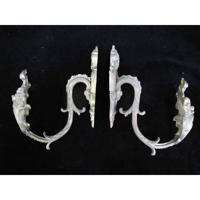 Italian Gilt Brass Rococo Style Ornate Flower Curtain Hooks Tieback Set of 4 For Sale - Image 4 of 16