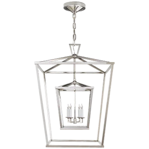 Chapman & Myers for Visual Comfort Signature Darlana Large Double Cage Lantern in Polished Nickel