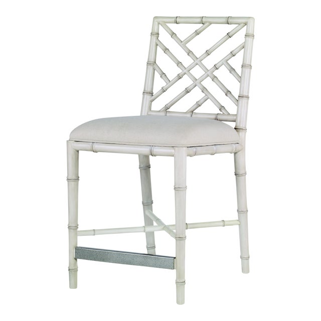 Century Furniture Brighton Bamboo Counter Stool, Antique White/Flax For Sale