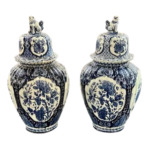 Pair of Delft Covered Jars