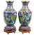 Pair Of Palatial Monumental Blue Chinese Cloisonne Enamel Vases With Peacocks Multicolored floral designs with an array of...