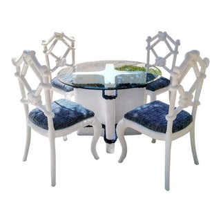 Custom Nautical Coastal Rope Design Dining Room Table Set 4 Rope Knot Dining Room Chairs For Sale