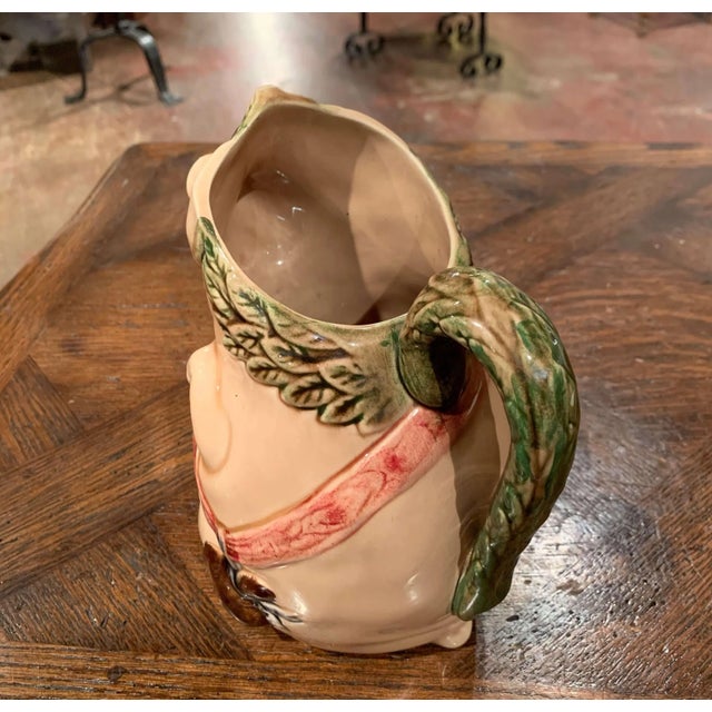 Ceramic 19th Century French Barbotine Pig Pitcher in the Style of Onnaing For Sale - Image 7 of 11