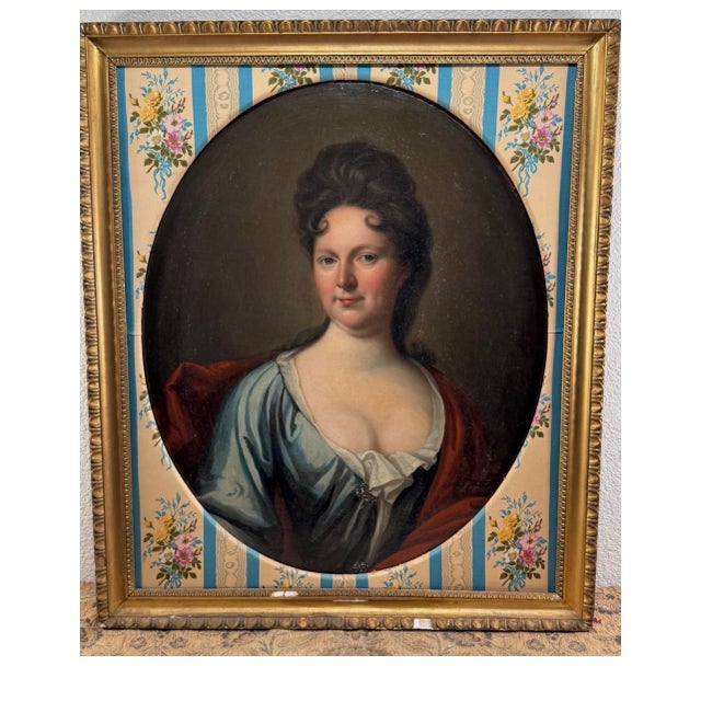 Portrait of a Baroque Lady Early 18th Century English School Oil on Canvas For Sale - Image 9 of 18