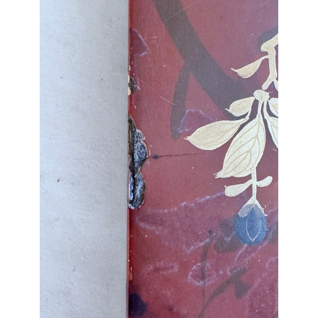 1920s Chinoiserie Applique Red Mirror For Sale - Image 9 of 12