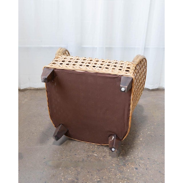 Art Deco Revival French Cane & Rattan Club Chair, C. 1980s For Sale - Image 10 of 15