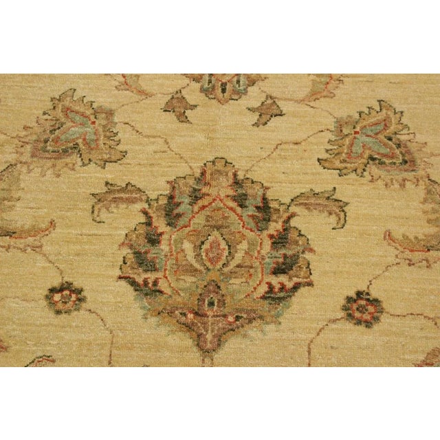 Textile 1990s Shabby Chic Kafkaz Beige/Green Wool Rug -10'0 X 13'8 For Sale - Image 7 of 8