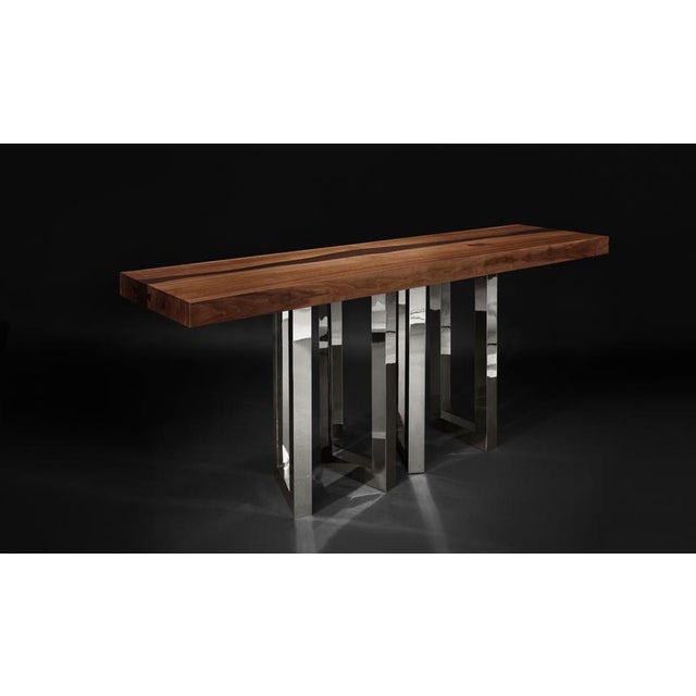 Wood Medium 6 Nickel Table by Il Pezzo Mancante For Sale - Image 7 of 10