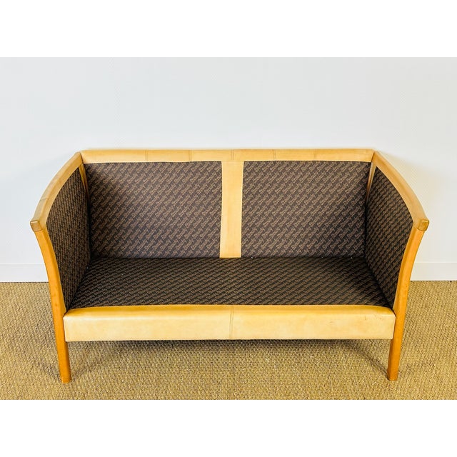 Vintage Scandinavian Sofa in Beige Leather and Wood from Stouby, 1960s For Sale - Image 9 of 18