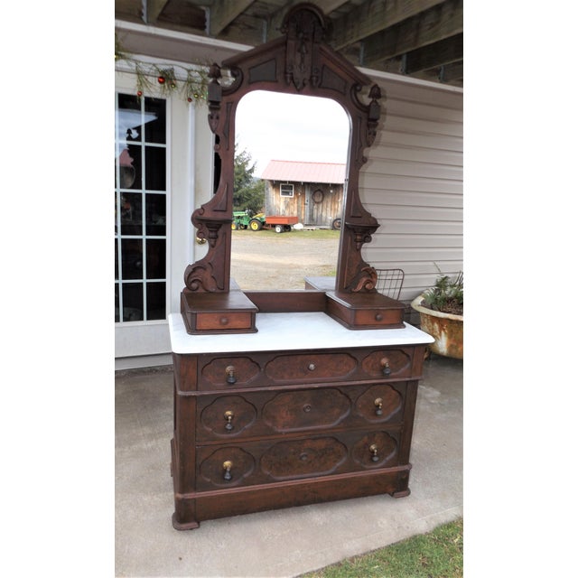 Antique Victorian/Eastlake Marble Top Gentleman's Dresser Chairish