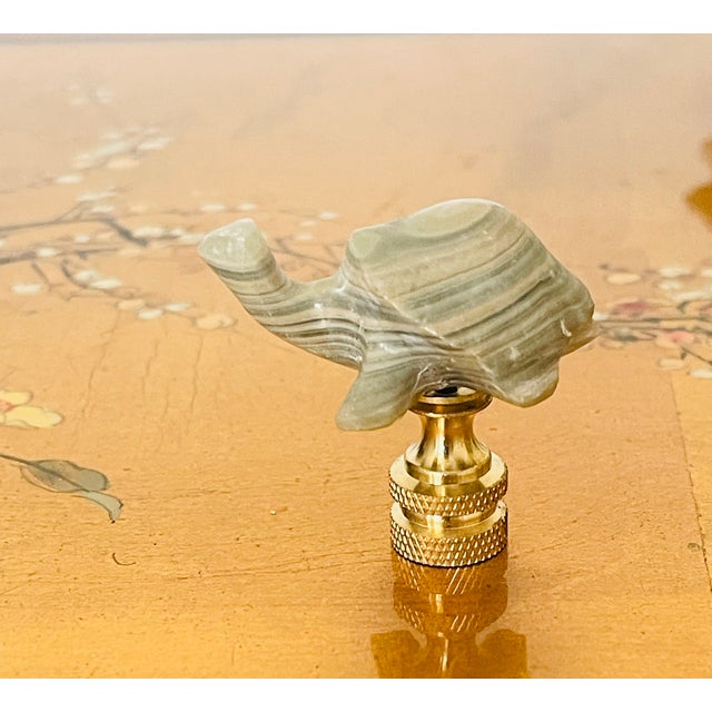 Contemporary 1970s Agate Stone Turtle Lamp Finial For Sale - Image 3 of 4