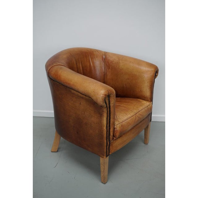 Vintage Dutch Cognac Leather Club Chair For Sale - Image 13 of 15