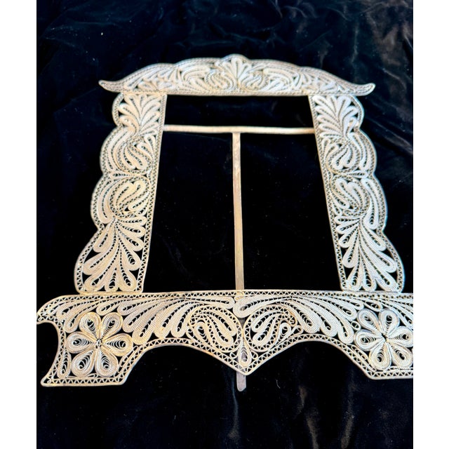 Vintage Persian Silver Filigree Wedding Frame, Large For Sale - Image 13 of 14