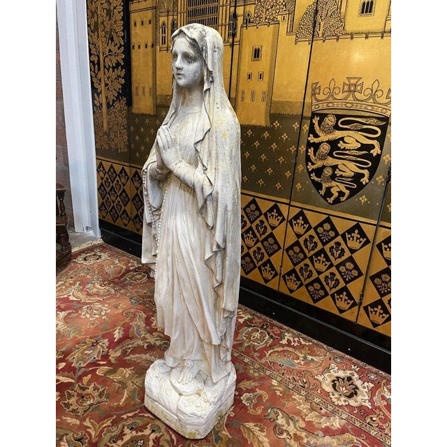 Statue of Our Lady of Lourdes, 20th Century, Reconstituted Stone For Sale - Image 5 of 7