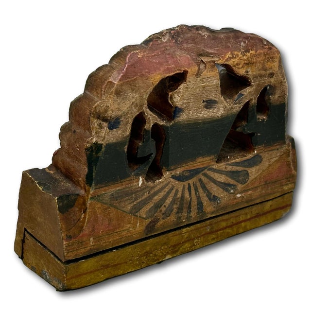 Unusual Antique Italian Hand Carved & Painted Wood Madonna & Child Sicilian Donkey Cart Fragment - Weighted for Doorstop For Sale - Image 14 of 18