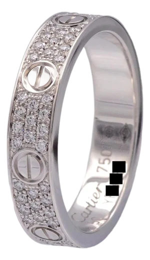 Cartier Love Ring Paved in 18k White Gold With Diamonds 4mm 5.25 Us / 50 Eu