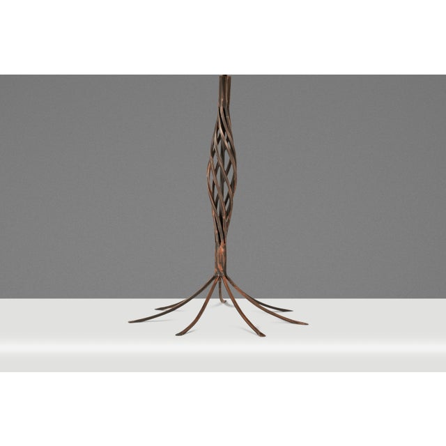 Rare Mid-Century Modern Rustic Hand-Forged Twisted Metal Torchiere Table Lamp by Robert Sonneman for George Kovacs, Usa, C. 1990 For Sale - Image 11 of 15
