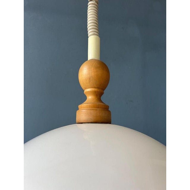 White White Acrylic Glass Ceiling Pendant Lamp with Wooden Elements from Steinhauer For Sale - Image 8 of 11