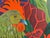 Marc Zimmerman "Lost and Found Chickens" Oil Painting, Tropical Chickens in Botanical Setting, Deep Green and Red, Contemporary Art West Coast For Sale - Image 4 of 11