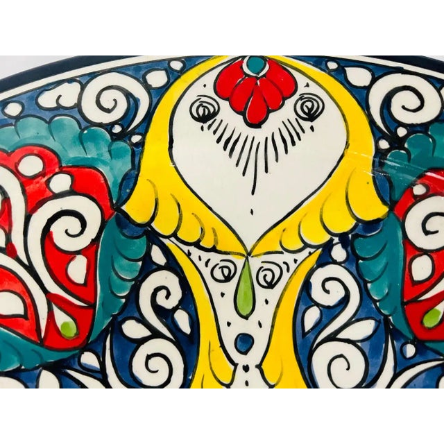Abstract Large Boho Chic Figural Design Hand Painted Pottery Center Piece or Plate For Sale - Image 3 of 8