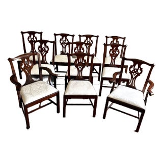 1990s Henkel Harris 101a Solid Mahogany Chippendale Dining Chairs - Set of 10 For Sale