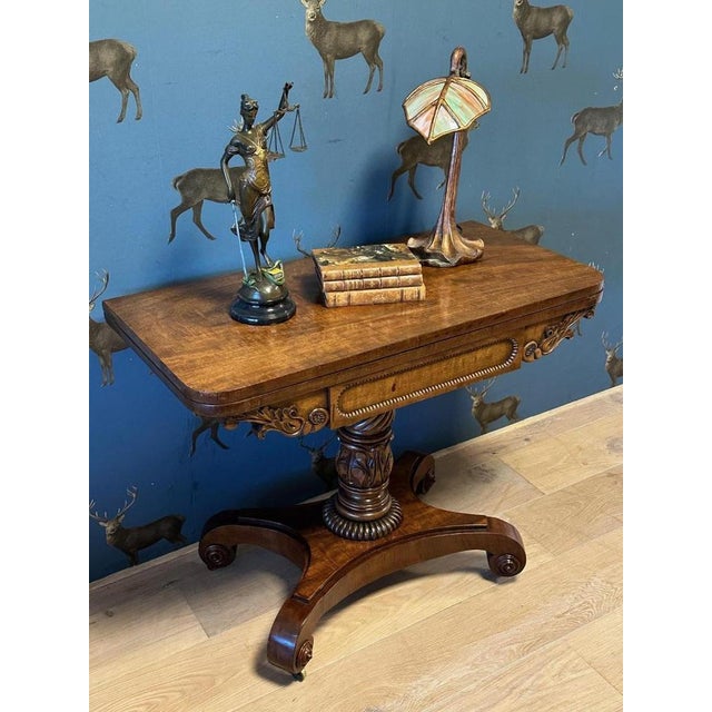 Wood Antique Game Table in Mahogany For Sale - Image 7 of 14