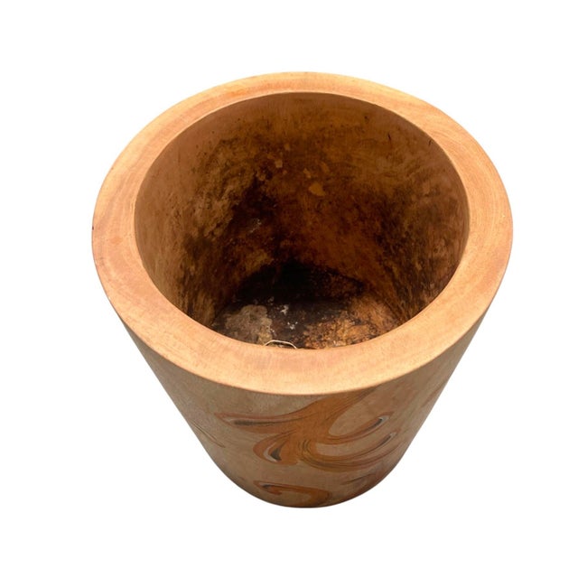 Wood Vintage Hand-Painted Turned Wood Cachepot / Planter For Sale - Image 7 of 12