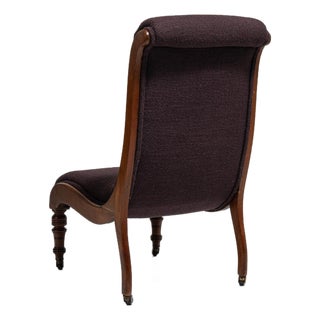 19th Century France Deep Aubergine Plum Upholstered Slipper Side Chair For Sale