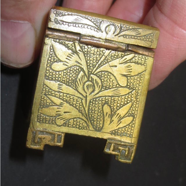 Metal Antique Chinese Brass and Jade Stamp Box 20s For Sale - Image 7 of 8
