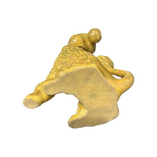 Vintage Mid Century Modern Ceramic Dog Poodle Mint MCM Kitsch 1950s Yellow Gold For Sale - Image 9 of 9
