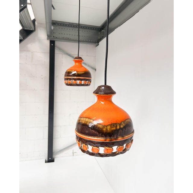 Mid-Century Modern Vintage Ceramic Pendant Lamps from Pan Leuchten, 1970s, Set of 2 For Sale - Image 3 of 16