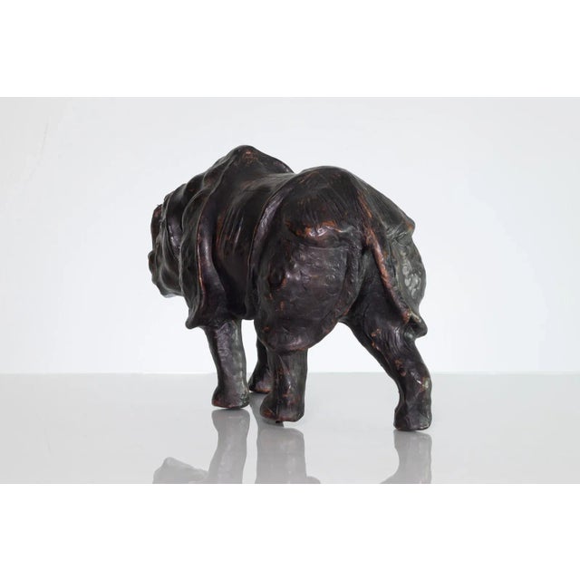 Vintage Mid 20th Century Leather Rhino Sculpture Figure For Sale - Image 4 of 7