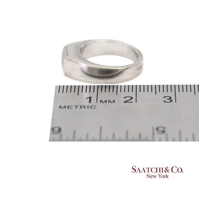 Vintage 18k (750) White Gold Original Authentic Cartier Tank Moonstone Ring, Size 5 For Sale - Image 9 of 10