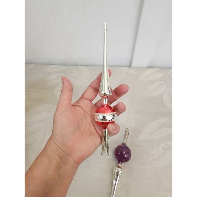 Set of Three Antique Glass Tree Topper Christmas Ornaments For Sale - Image 4 of 4