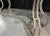 Hollywood Regency Iron Glass Top Console Table With Scrollwork Legs and Crystal Beading For Sale - Image 4 of 10