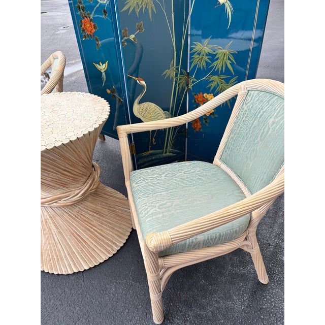 McGuire Refurbished McGuire Attributed Set of Vintage White Washed, Twisted Pencil Reed Chairs. McGuire Table Is Available in Separate Listing. For Sale - Image 4 of 8