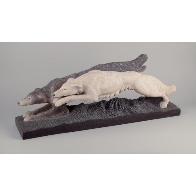 Ceramic Sculpture of Running Greyhounds from Sevres Vinsare, France, 1930s For Sale - Image 4 of 9