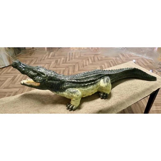 Long Italian Handmade Majolica Crocodile For Sale - Image 4 of 8