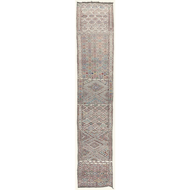 Vintage Zemmour Moroccan Kilim Rug, 03'11 X 20'03 For Sale - Image 11 of 11