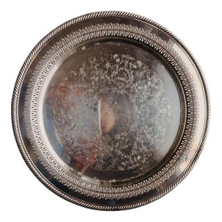 Vintage Wm Rogers Silver Plated Pierced Tray For Sale