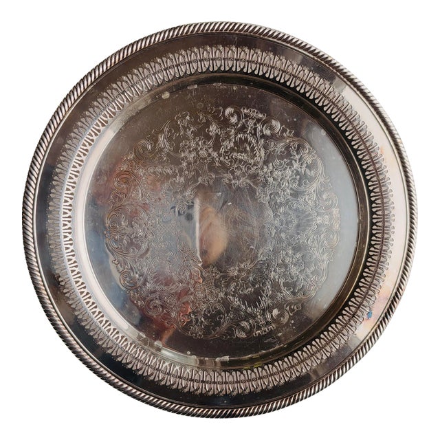 Vintage Wm Rogers Silver Plated Pierced Tray For Sale