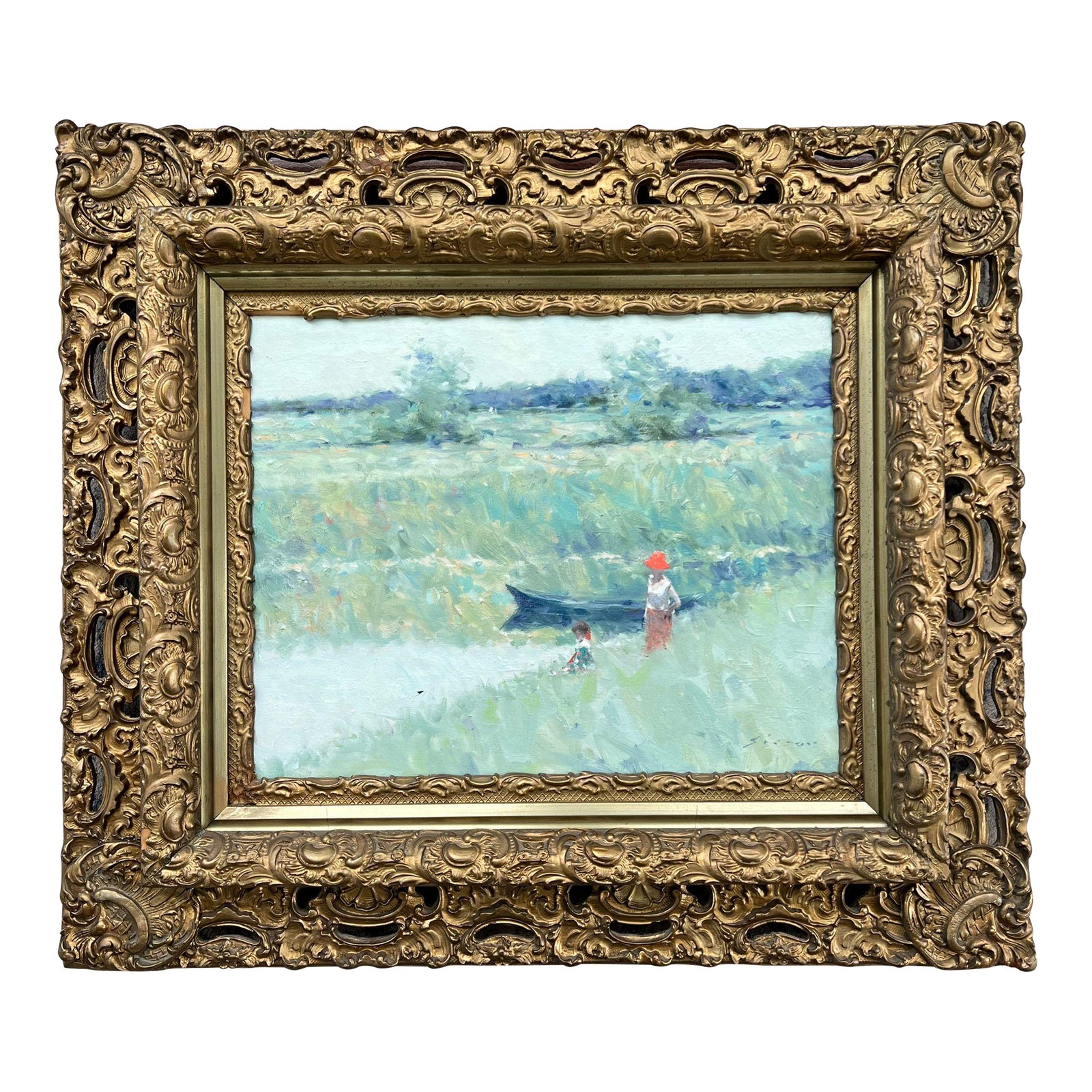 F15号】good blue(FRANCOIS) oil painting Listed Artist Francois B