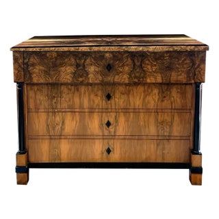 German Biedermeier Black Walnut and Ebonized Chest of Drawers For Sale