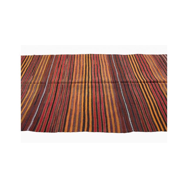 Striped Vintage Turkish Kilim Rug - 5`1" X 11`7" For Sale In Los Angeles - Image 6 of 6