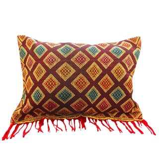 Boho Chic Hand-Loomed Sumba Ikat Pillow For Sale