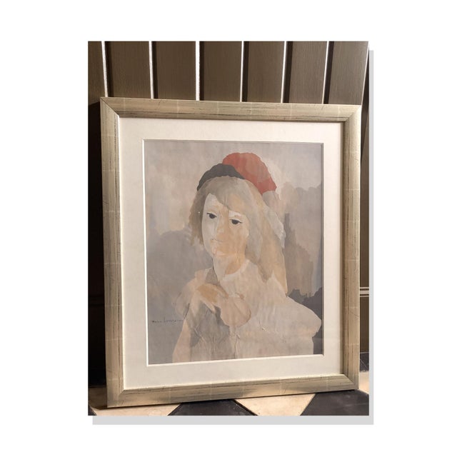 Colour lithograph by Marie Laurencin (1883–1956), "Portrait de jeune fille". Signed in the plate. A delicate example of...