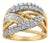 10K Yellow and White Gold 1.0 Cttw Round and Baguette-Cut Diamond Multirow Interwoven Cocktail Ring - Size 7 For Sale