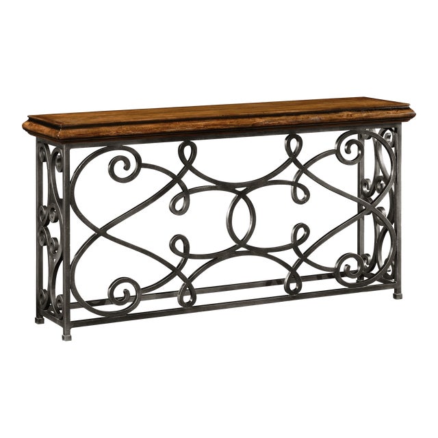 Artisan Scrolled Iron Base Console Table Chairish