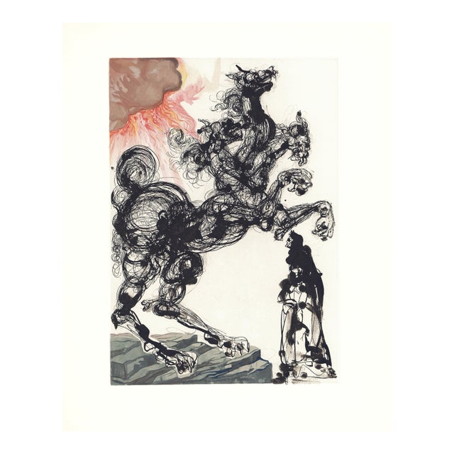 1963 Dalí Divine Comedy Engraving Enfer Canto 6 "Cerbère" (Cerebus) For Sale