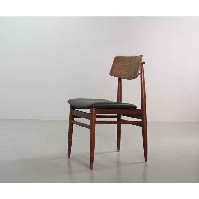 Danish Teak Dining Chairs with Black Leatherette Seats, Denmark, 1960s, Set of 6 For Sale - Image 9 of 18